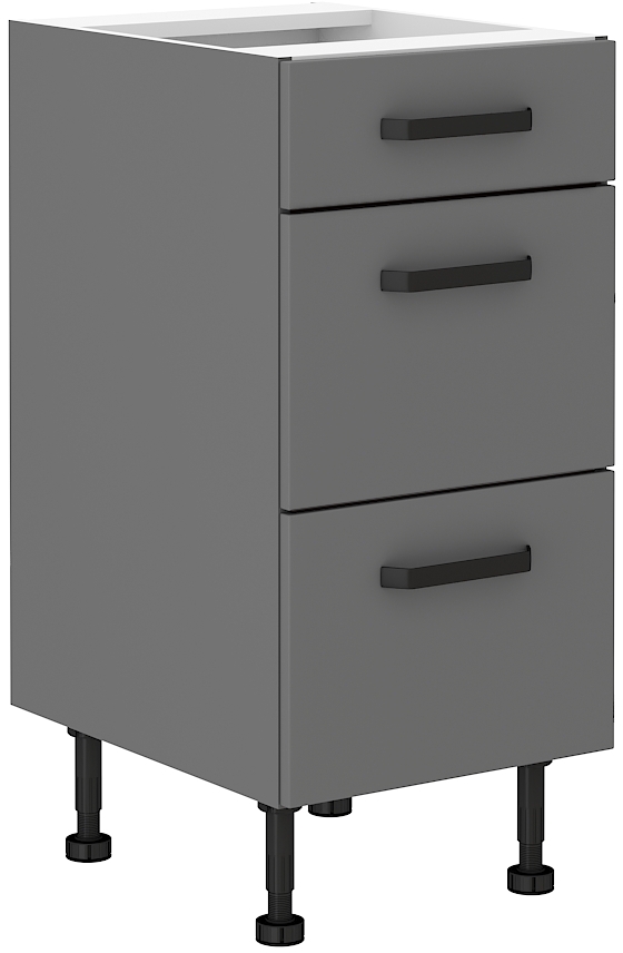 Spodní skříňka Nessa 40 D 3S BB - Premium Box Barva korpusu: Antracit, Barva dvířek: Antracit