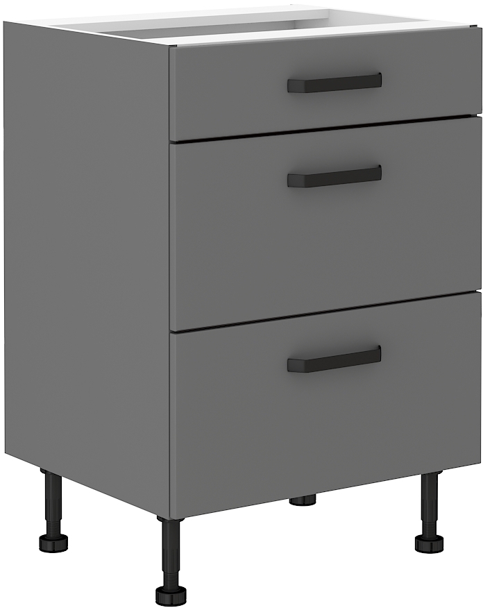 Spodní skříňka Nessa 60 D 3S BB - Premium Box Barva korpusu: Antracit, Barva dvířek: Antracit