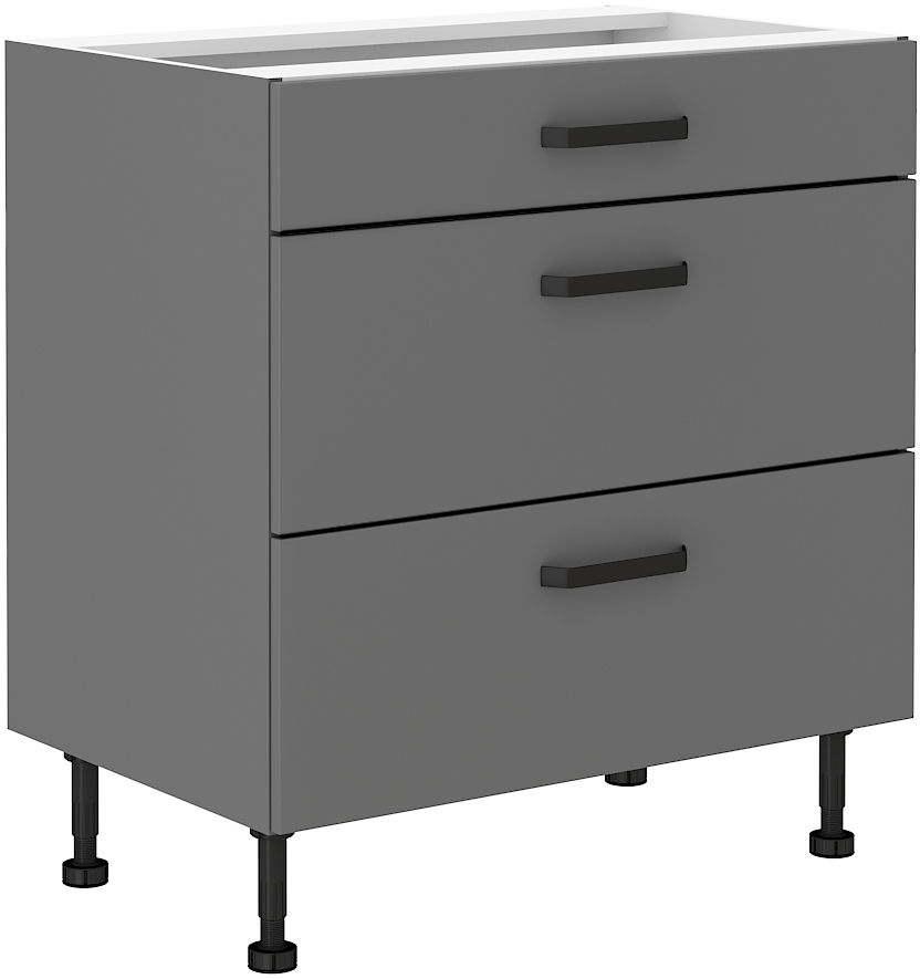 Spodní skříňka Nessa 80 D 3S BB - Premium Box Barva korpusu: Antracit, Barva dvířek: Antracit