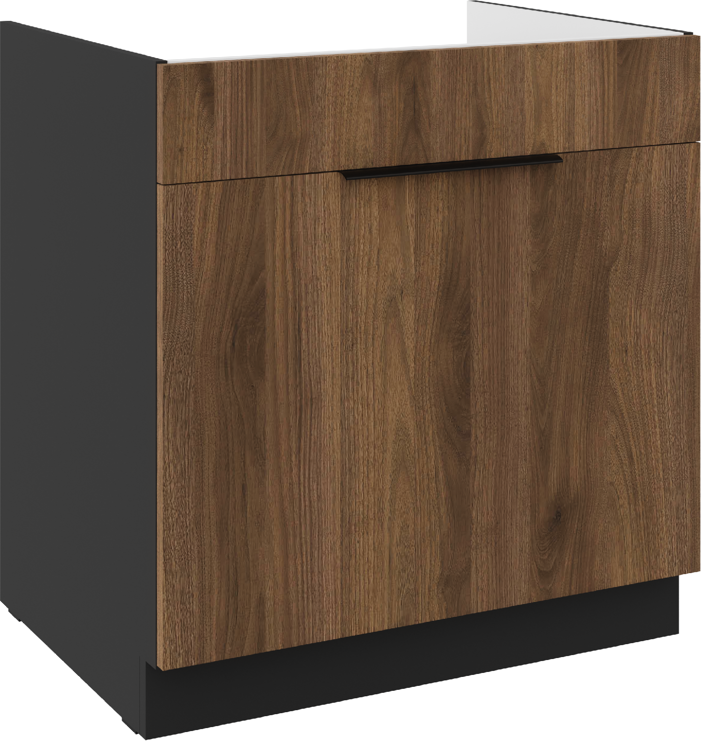 Spodní skříňka pod dřez Monza 80 ZL 1S BB - Premium Box Barva korpusu: Černá, Barva dvířek: Ořech okapi