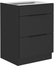 Spodní skříňka Siena 60 D 3S BB Barva korpusu: Černá, Barva dvířek: Černá