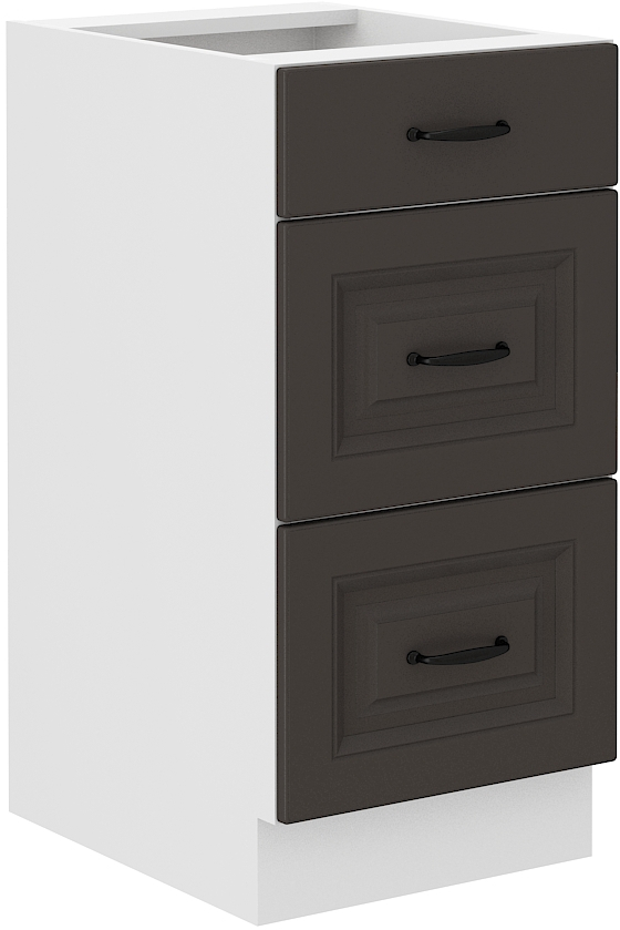Spodní skříňka Stilo 40 D 3S BB - Premium Box Barva korpusu: Bílá, Barva dvířek: Grafit