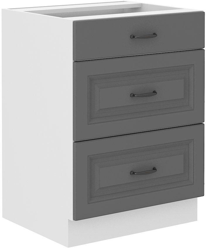 Spodní skříňka Stilo 60 D 3S BB - Premium Box Barva korpusu: Bílá, Barva dvířek: Dust Grey