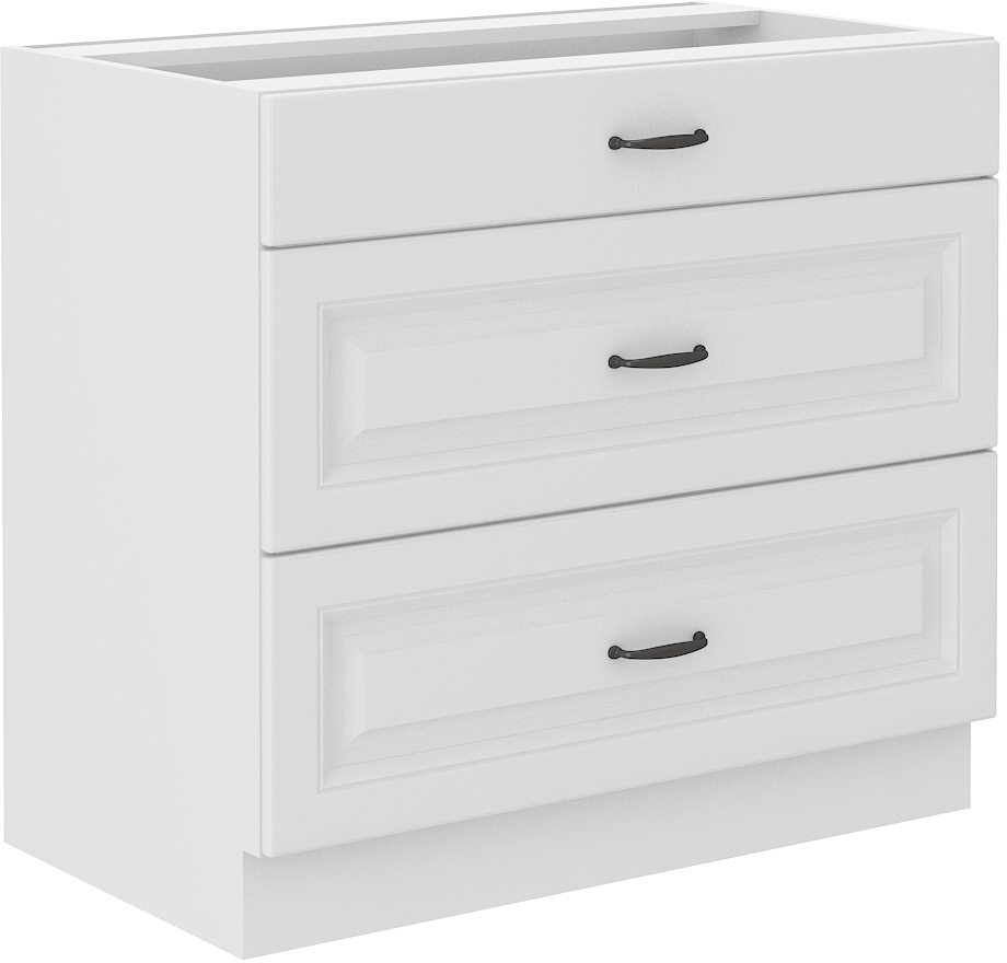 Spodní skříňka Stilo 80 D 3S BB - Premium Box Barva korpusu: Bílá, Barva dvířek: Bílá