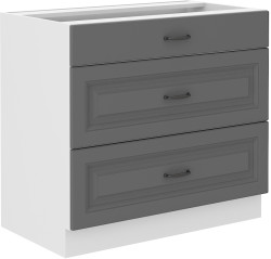 Spodní skříňka Stilo 80 D 3S BB - Premium Box Barva korpusu: Bílá, Barva dvířek: Dust Grey