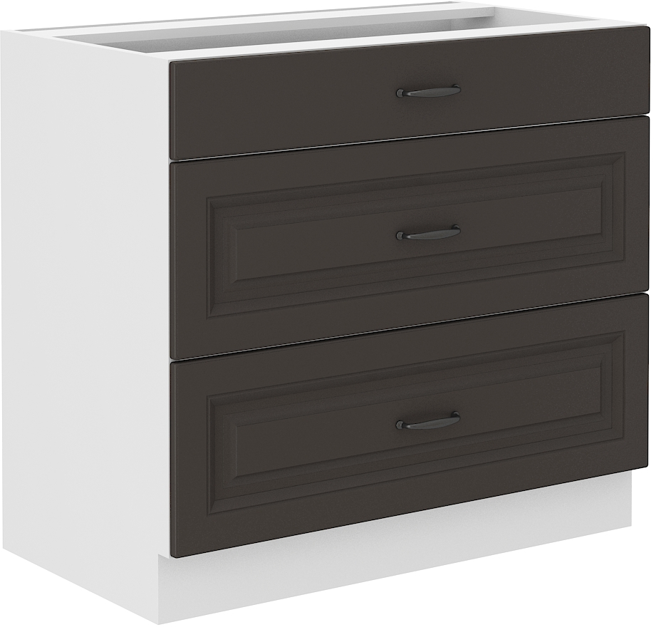 Spodní skříňka Stilo 80 D 3S BB - Premium Box Barva korpusu: Bílá, Barva dvířek: Grafit