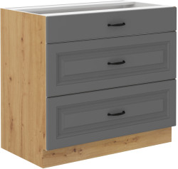 Spodní skříňka Stilo 80 D 3S BB - Premium Box Barva korpusu: Dub artisan, Barva dvířek: Dust Grey
