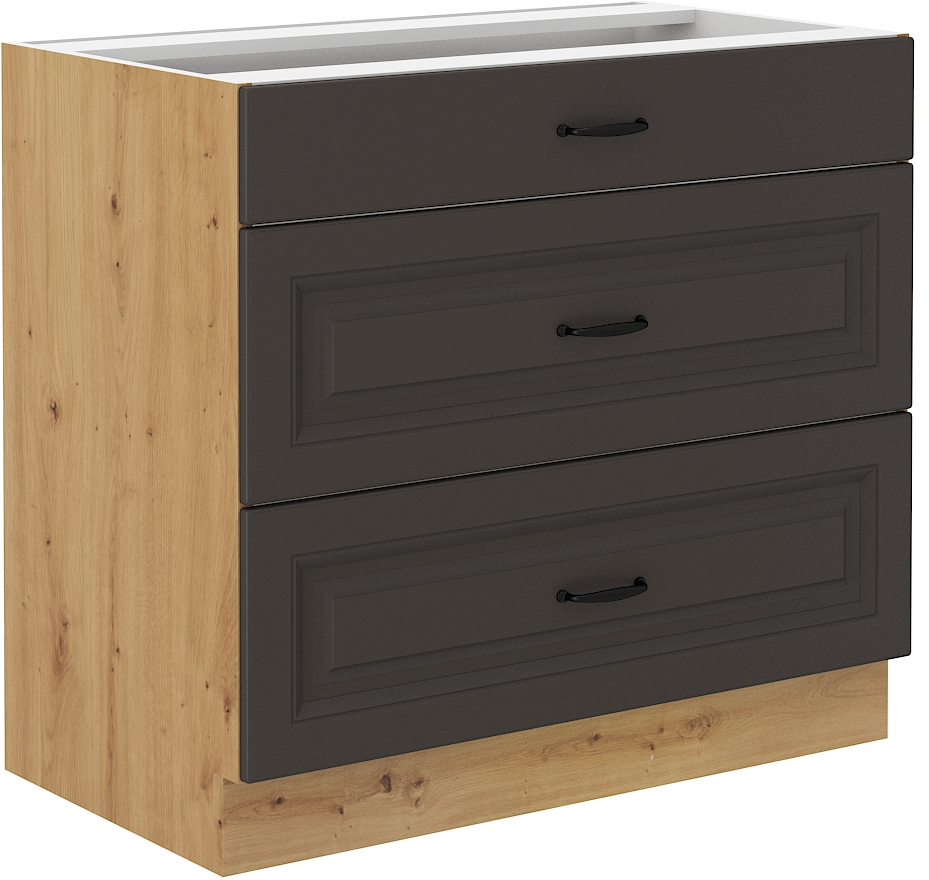 Spodní skříňka Stilo 80 D 3S BB - Premium Box Barva korpusu: Dub artisan, Barva dvířek: Grafit