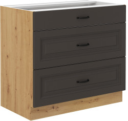 Spodní skříňka Stilo 80 D 3S BB - Premium Box Barva korpusu: Dub artisan, Barva dvířek: Grafit