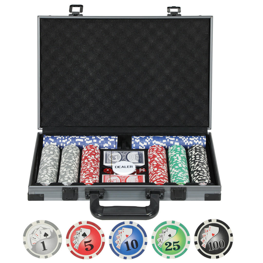 SPORTNOW POKEROVÝ KUFŘÍK s 400 žetony 11,5 gramů 2 balíčky karet 5 kostek