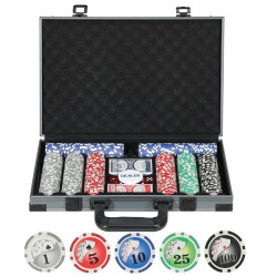 SPORTNOW POKEROVÝ KUFŘÍK s 400 žetony 11,5 gramů 2 balíčky karet 5 kostek