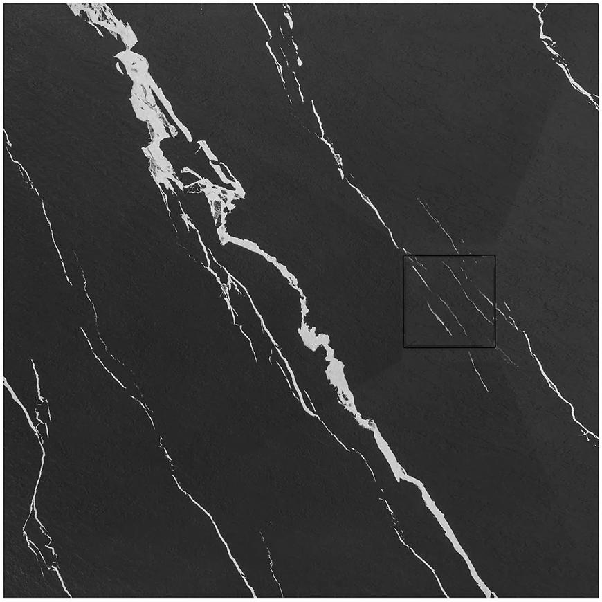 Sprchová vanička čtvercová Magnum Carrara Black 90x90x2,5 Rea K7008
