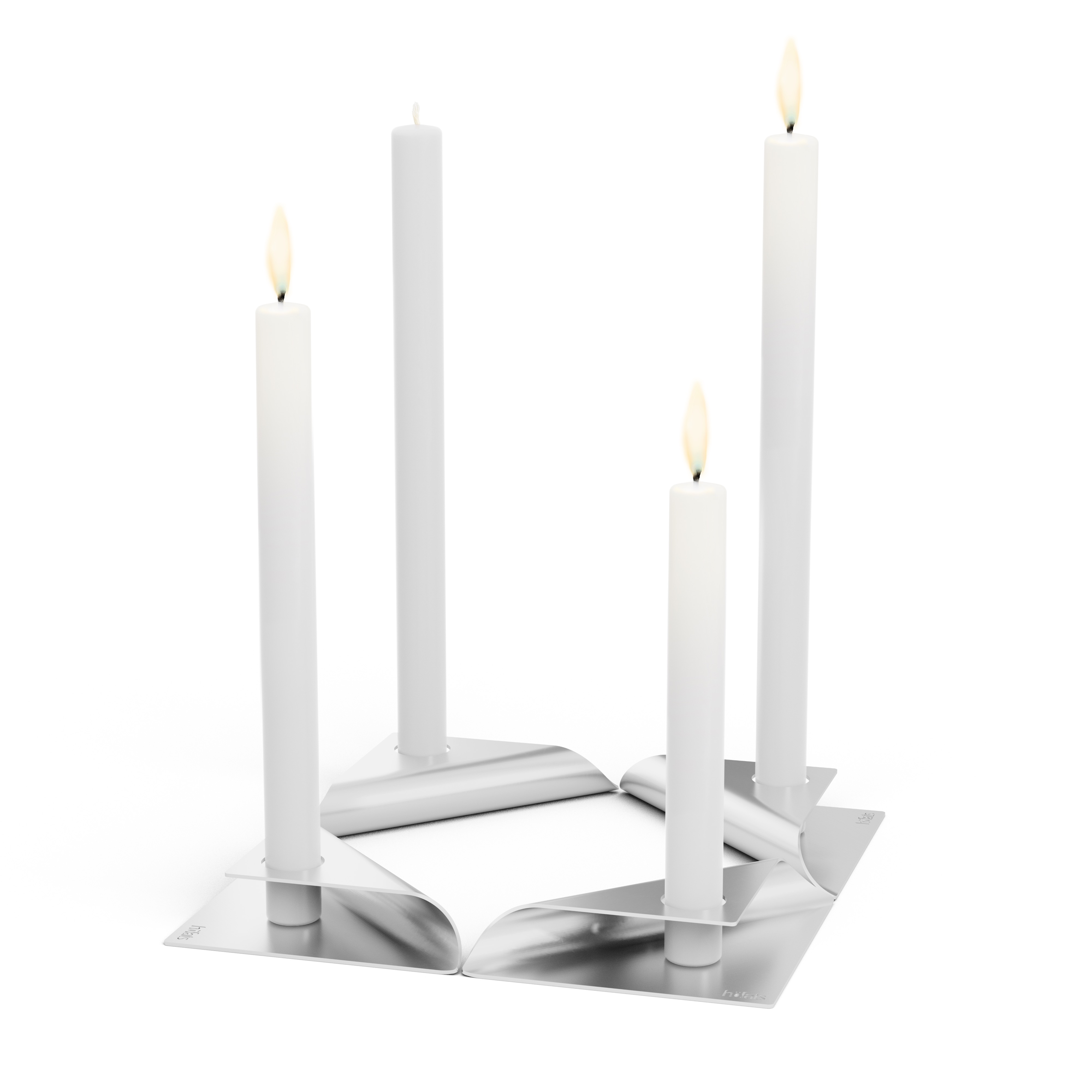 Square Candle, designový svícen - stříbrný, set 4ks - Höfats