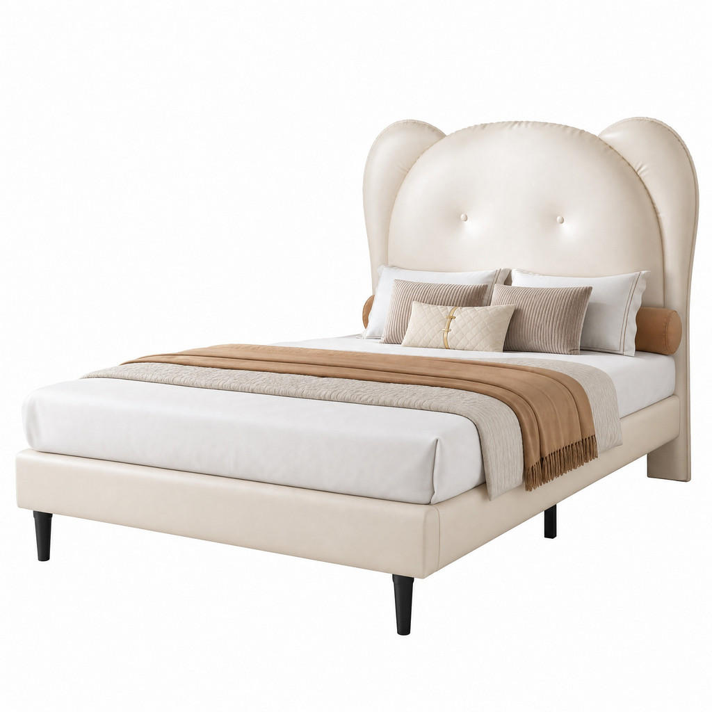STILVORA DĚTSKÁ POSTEL 90/200 cm béžová, zvířecí čelo, rošt, čalouněný design