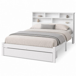 STILVORA POSTEL 140/200 cm bílá, 2 zásuvky a police, design masivního dřeva