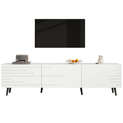 STILVORA TV SKŘÍŇ v bílé barvě TV stolek s výklopnými dvířky pro televizi do 80 palců, B180/T40/H48cm