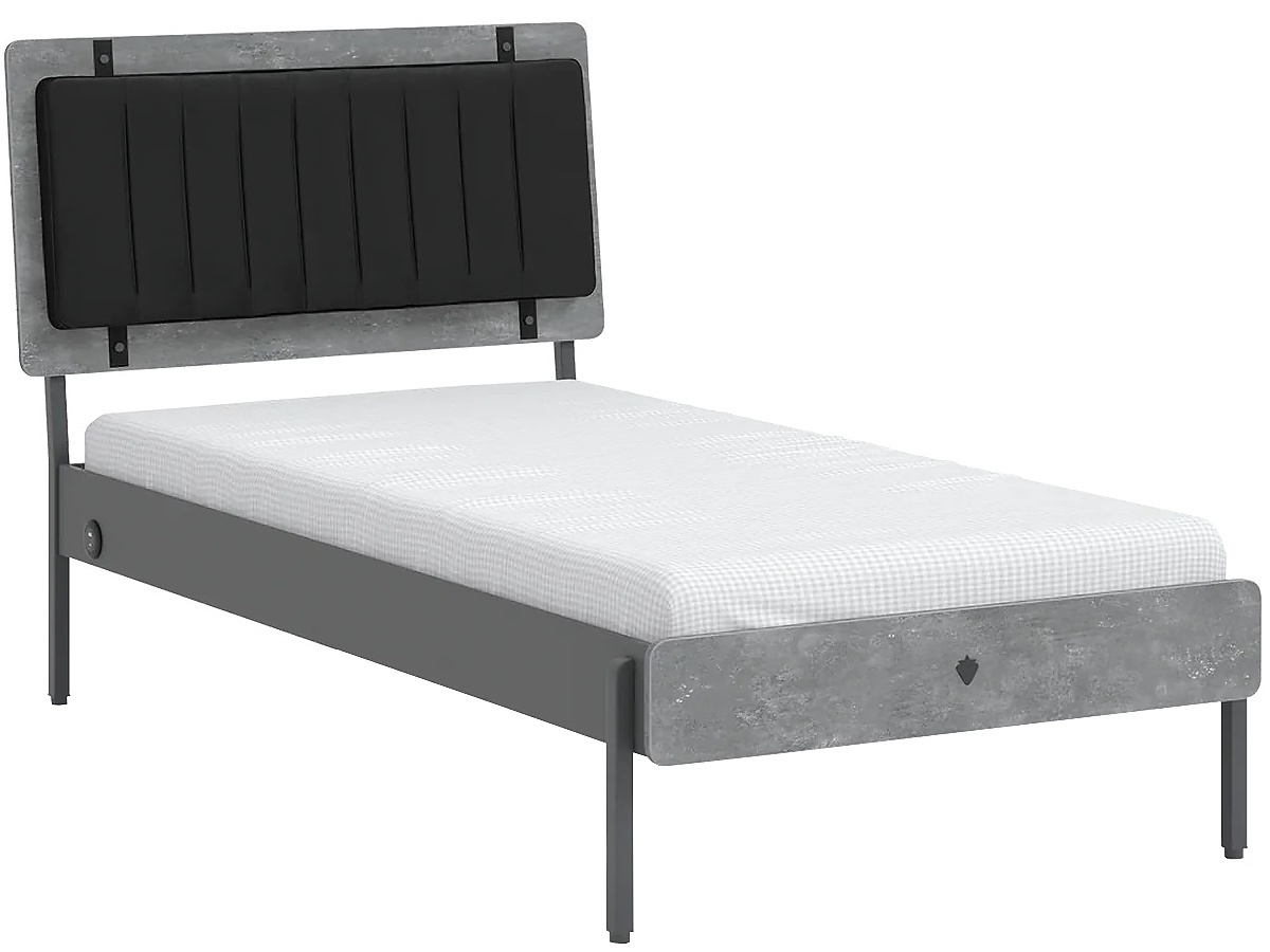 Studentská postel 100x200cm pluto - šedá/černá