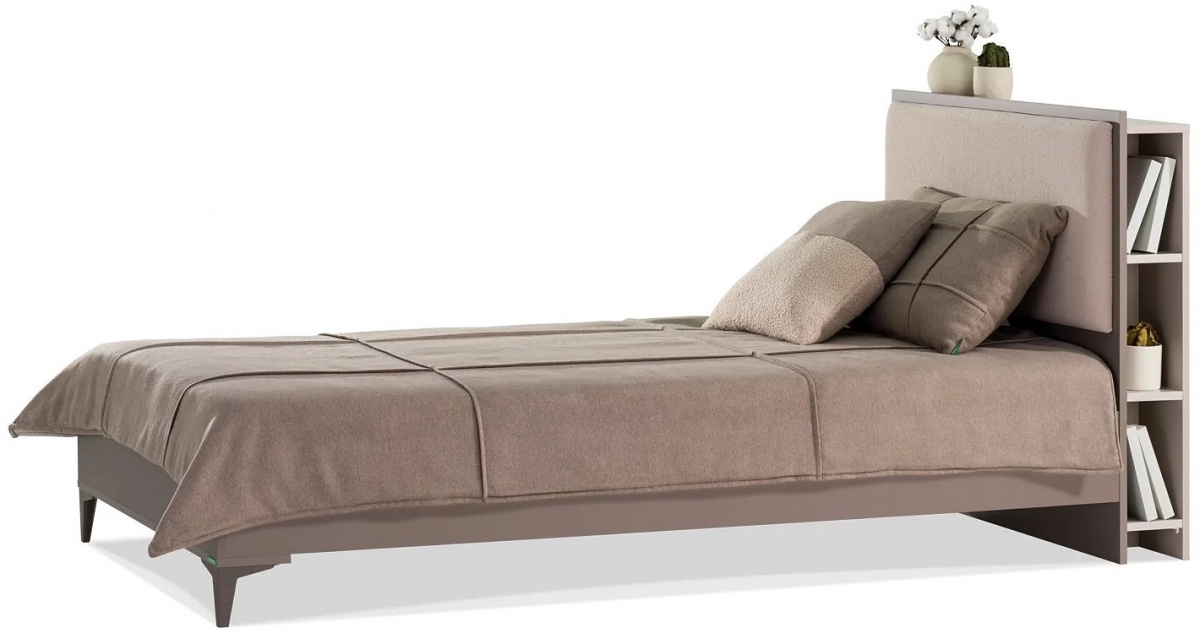 Studentská postel 100x200cm renda - šedá/hnědá/béžová