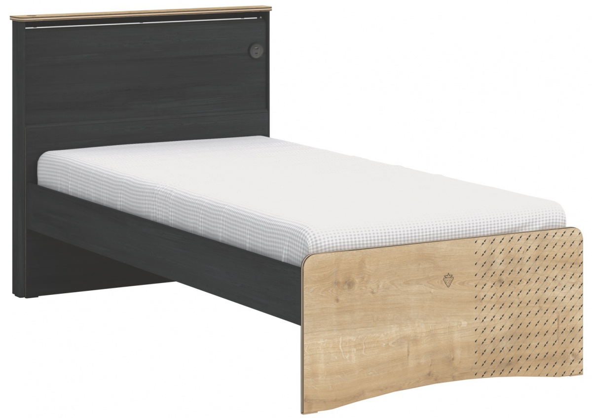 Studentská postel 100x200cm s usb sirius - dub černý/dub zlatý