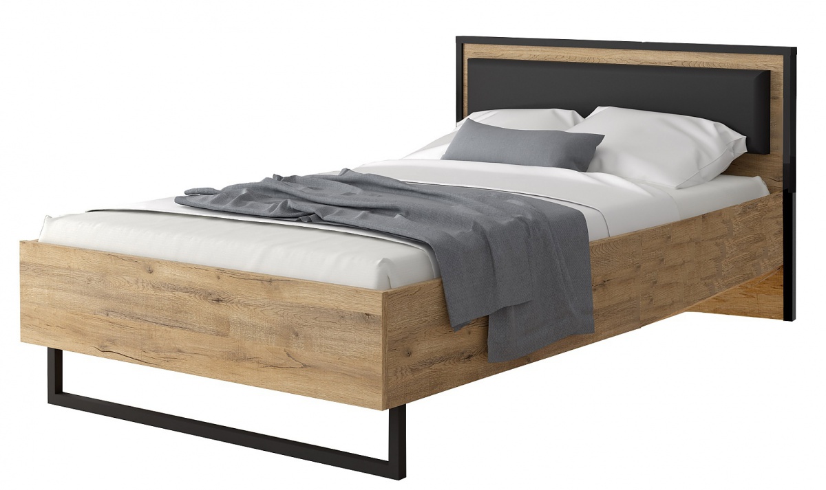 Studentská postel 120x200 shelby - dub bartex/černá