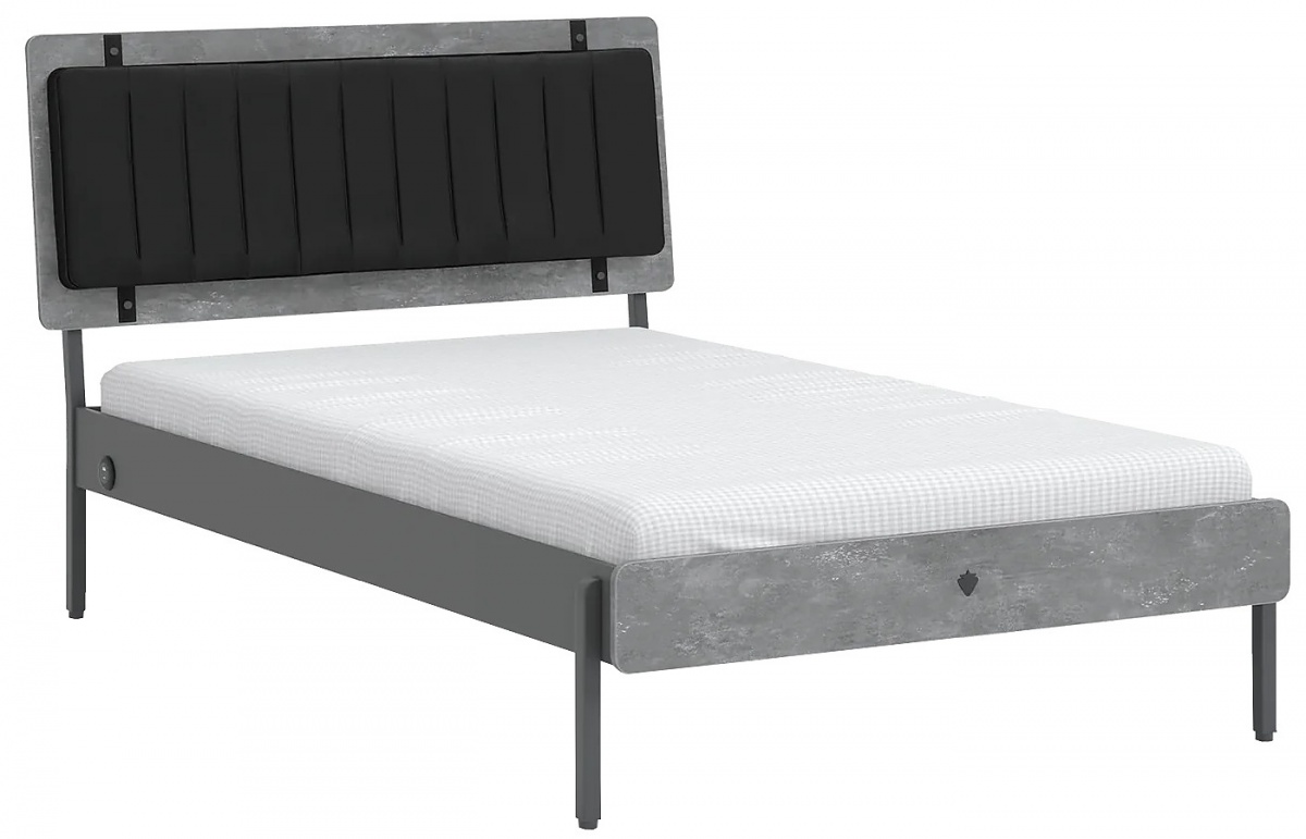 Studentská postel 120x200cm pluto - šedá/černá