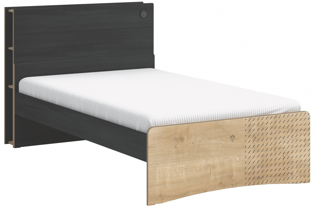 Studentská postel 120x200cm s knihovnou sirius - dub černý/dub zlatý