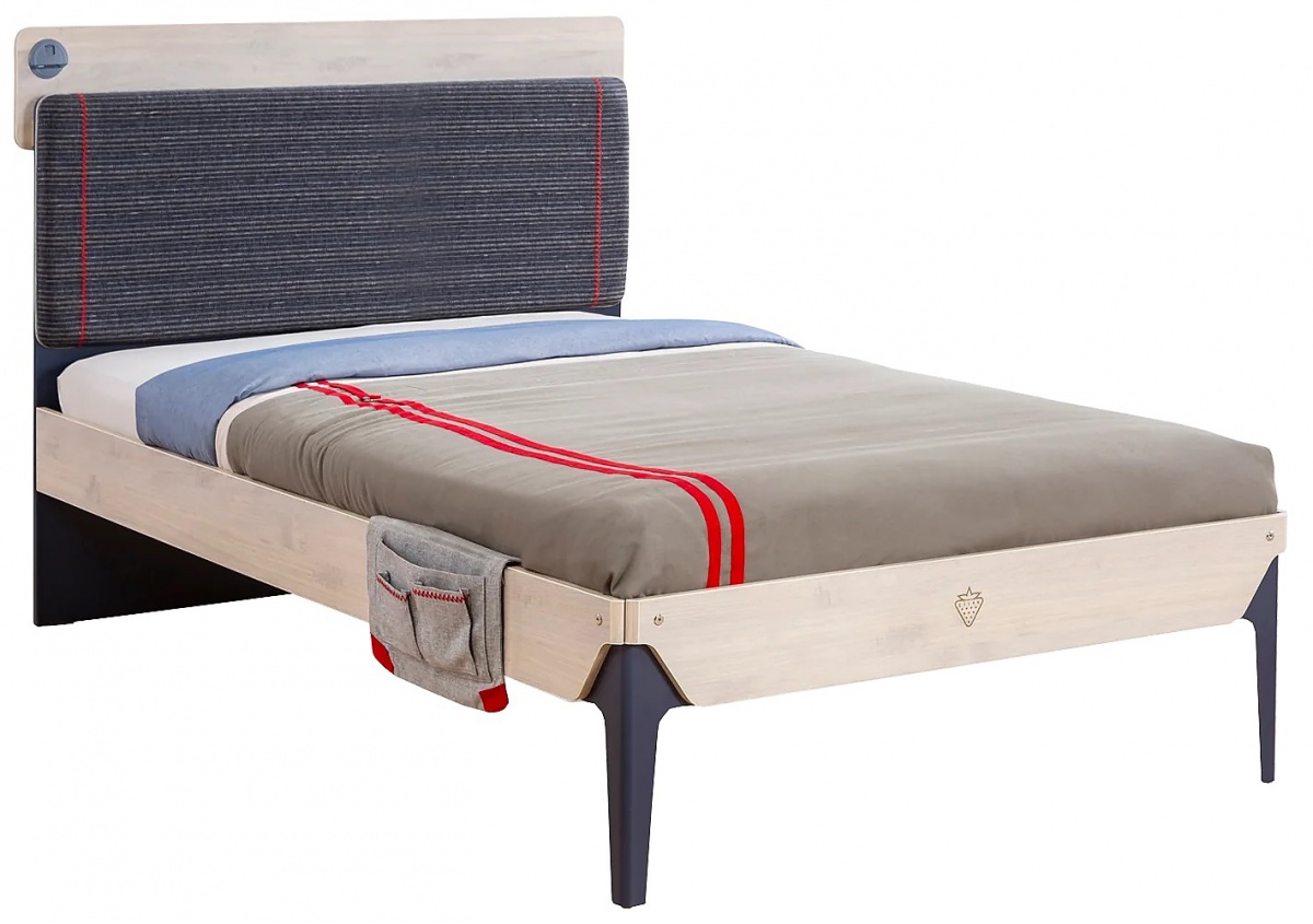 Studentská postel 120x200cm s poličkou lincoln - dub/tmavě modrá