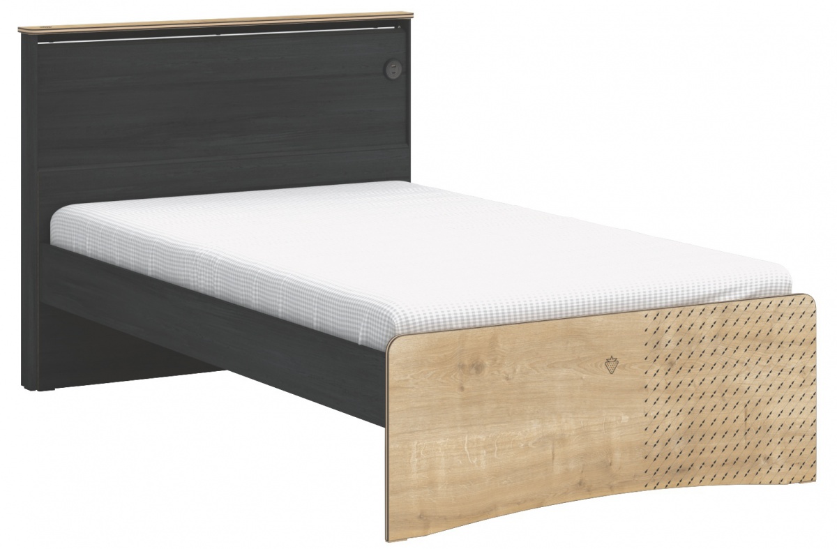 Studentská postel 120x200cm s usb sirius - dub černý/dub zlatý