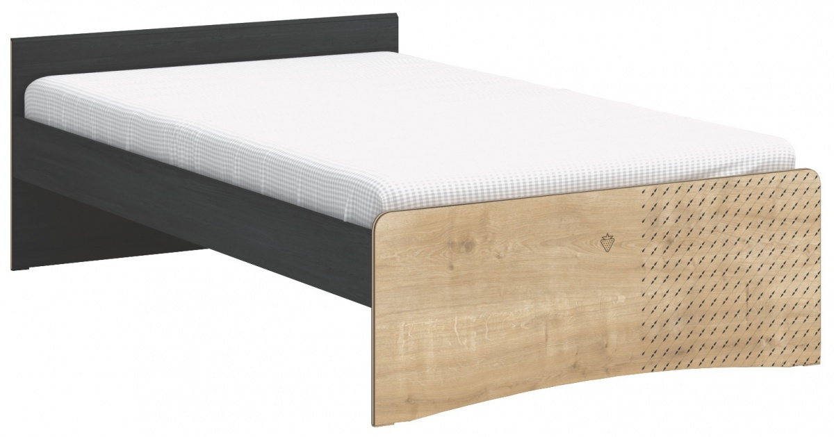 Studentská postel 120x200cm sirius - dub černý/dub zlatý