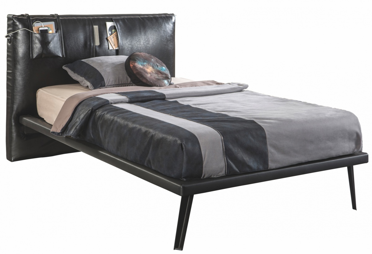 Studentská postel s usb 120x200cm nebula - černá