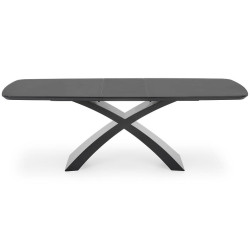 Stùl Silvestro 180/220 Sklenka/Mdf – Temný Popelavý/Černá