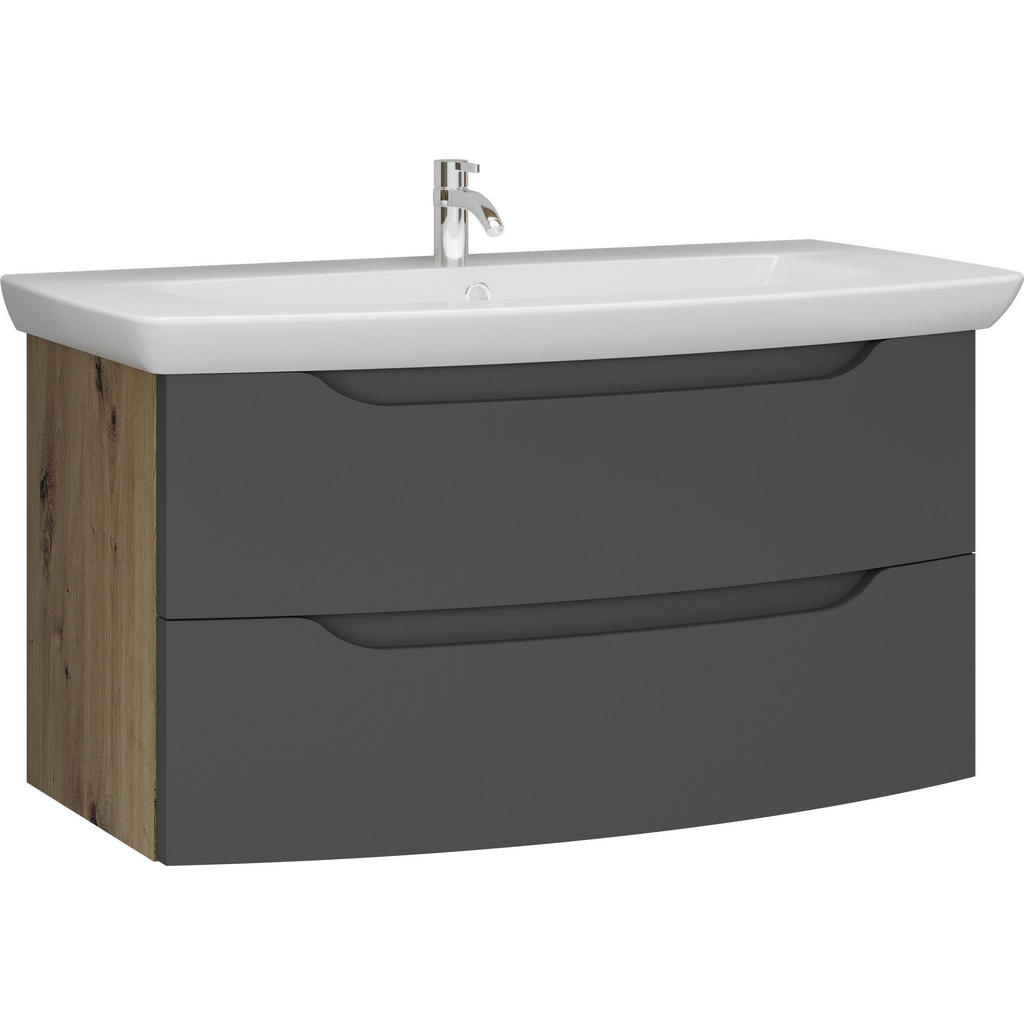 Stylife SKŘÍŇKA S UMYVADLEM, barvy grafitu, barvy dubu, 90 cm