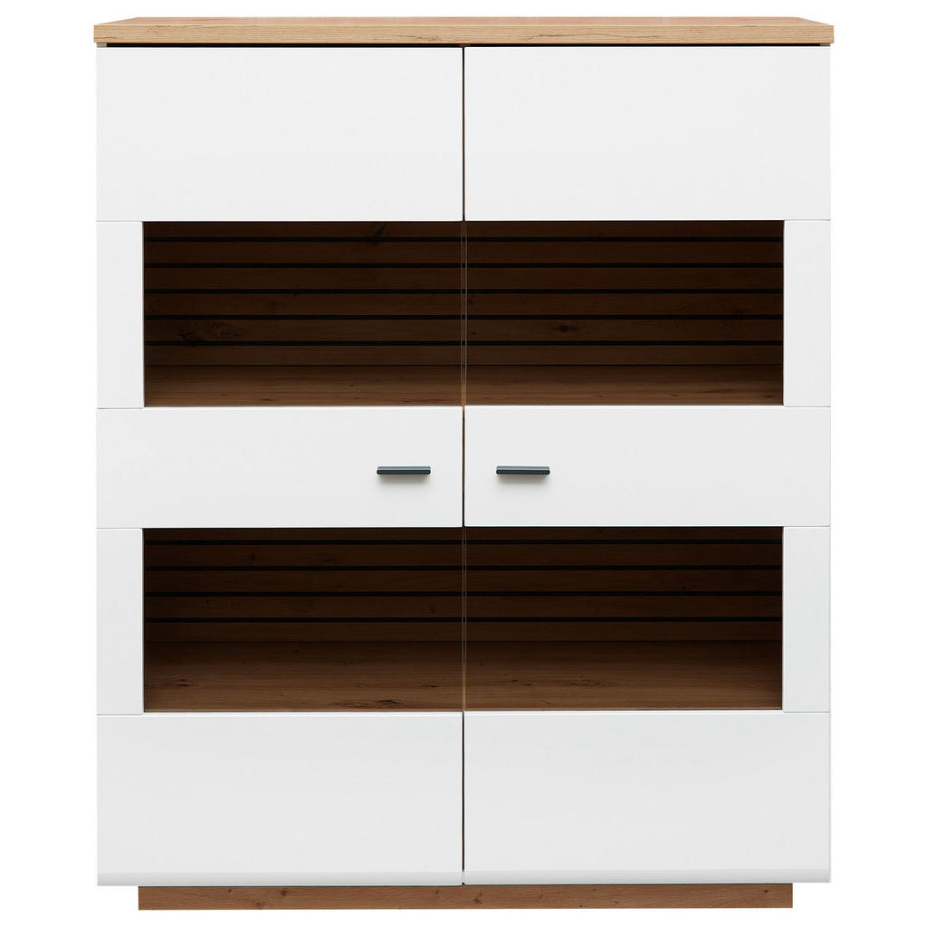 Stylife VYSOKÁ KOMODA, bílá, dub artisan, 110/137/40 cm