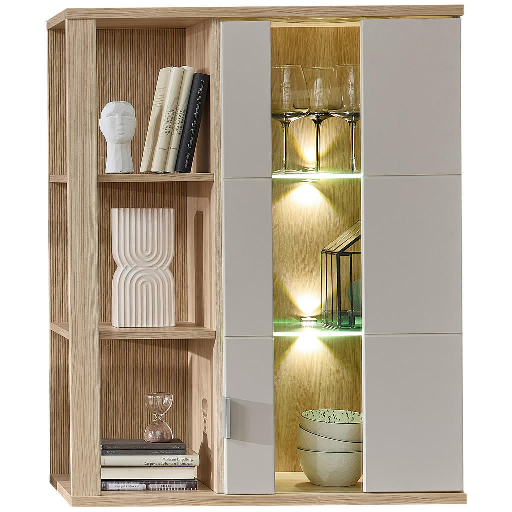 Stylife ZÁVĚSNÁ VITRÍNA, barvy dubu, kašmírová, 80/101/38 cm