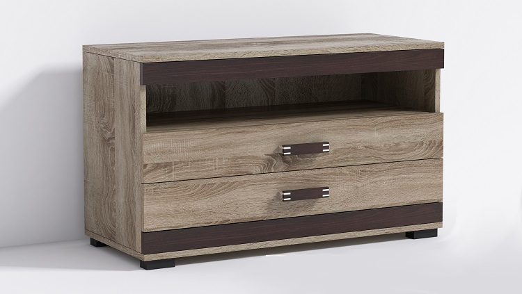 Televizní stolek P16 100cm Barva korpusu: Šedá, Lišta: Wenge, Barva dvířek: Šedá