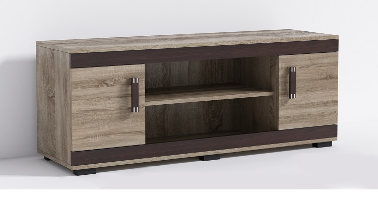 Televizní stolek P17 Barva korpusu: Šedá, Lišta: Wenge, Barva dvířek: Šedá