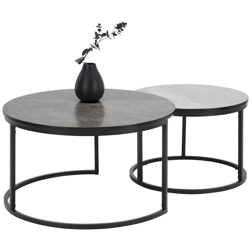 Ti'me SADA KONFERENČNÍCH STOLKŮ, světle šedá, tmavě šedá, kov, kompozitní dřevo, 60-80/60-80/42-45 cm