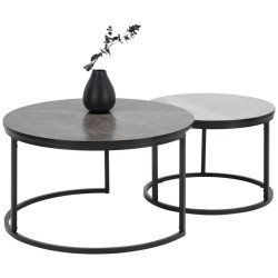 Ti'me SADA KONFERENČNÍCH STOLKŮ, světle šedá, tmavě šedá, kov, kompozitní dřevo, 60-80/60-80/42-45 cm