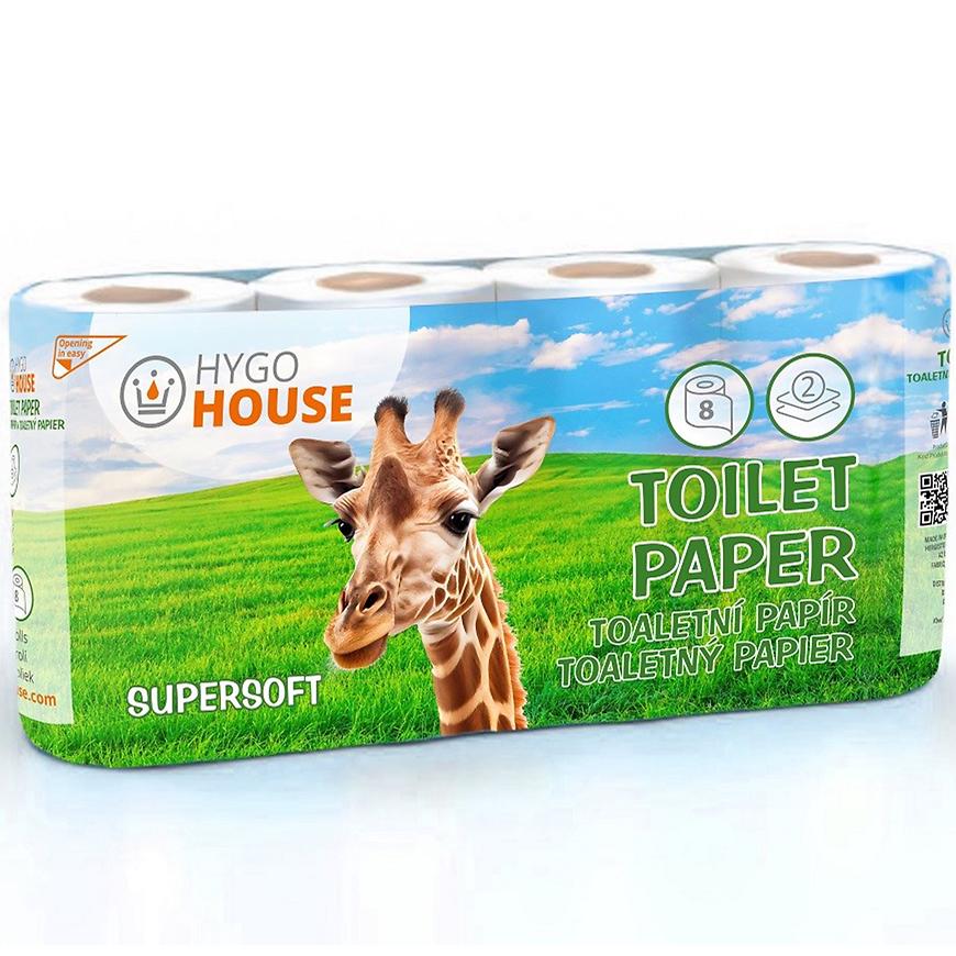 Toaletní papír HYGOHOUSE, 2 vrstvy, celuloza, 8 KS