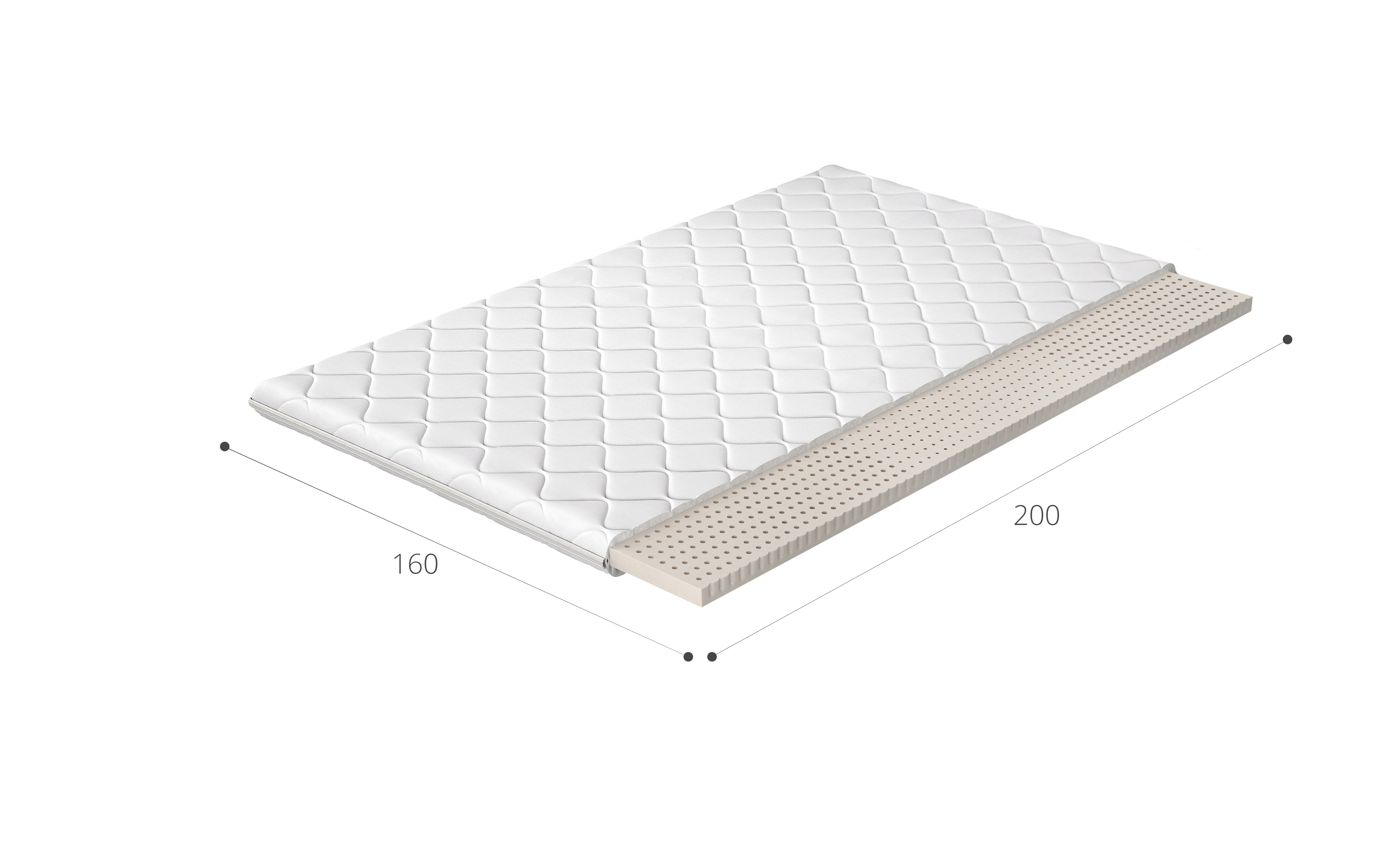 Topper z latexu na matraci Rozměr: 160 x 200 cm, Potah: Hypoalergenní potah