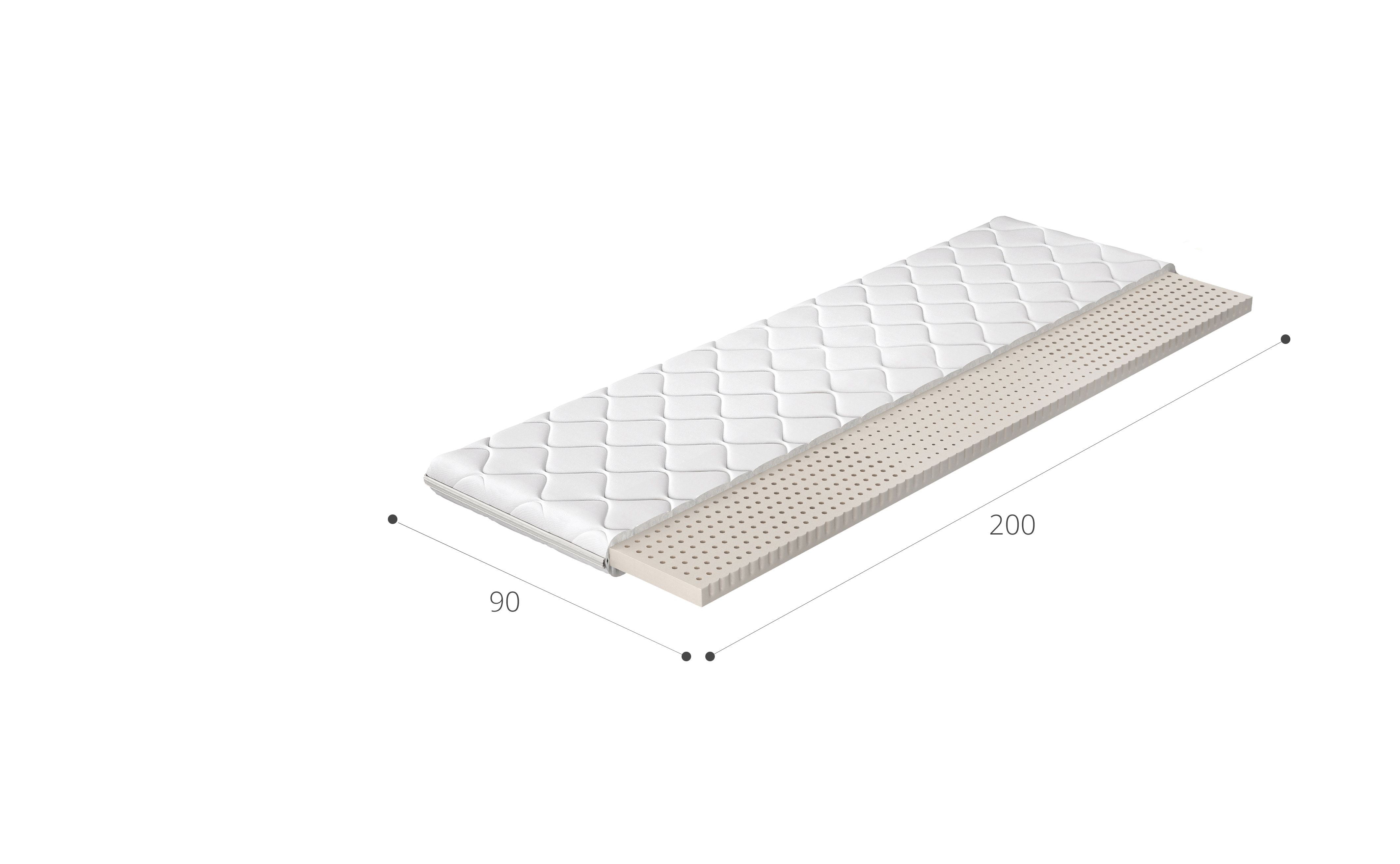 Topper z latexu na matraci Rozměr: 90 x 200 cm, Potah: Hypoalergenní potah