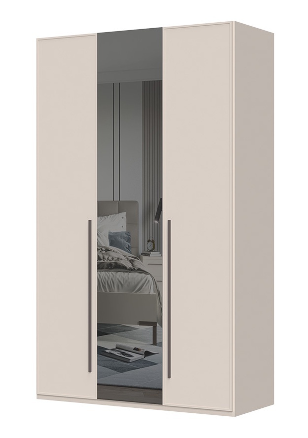 Třídvéřová šatní skříň se zrcadlem baptiste - béžová
