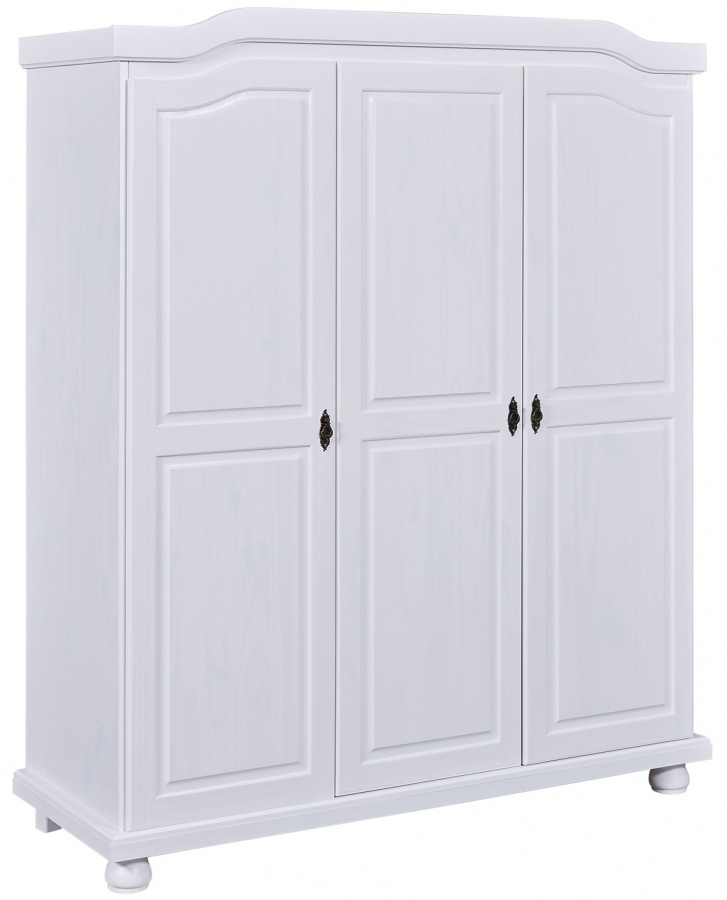 Třídveřová šatní skříň z masivu zorina - bílá