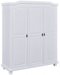 Třídveřová šatní skříň z masivu zorina - bílá