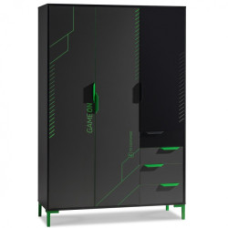 Třídveřová skříň se zásuvkami diego - černá, zelená