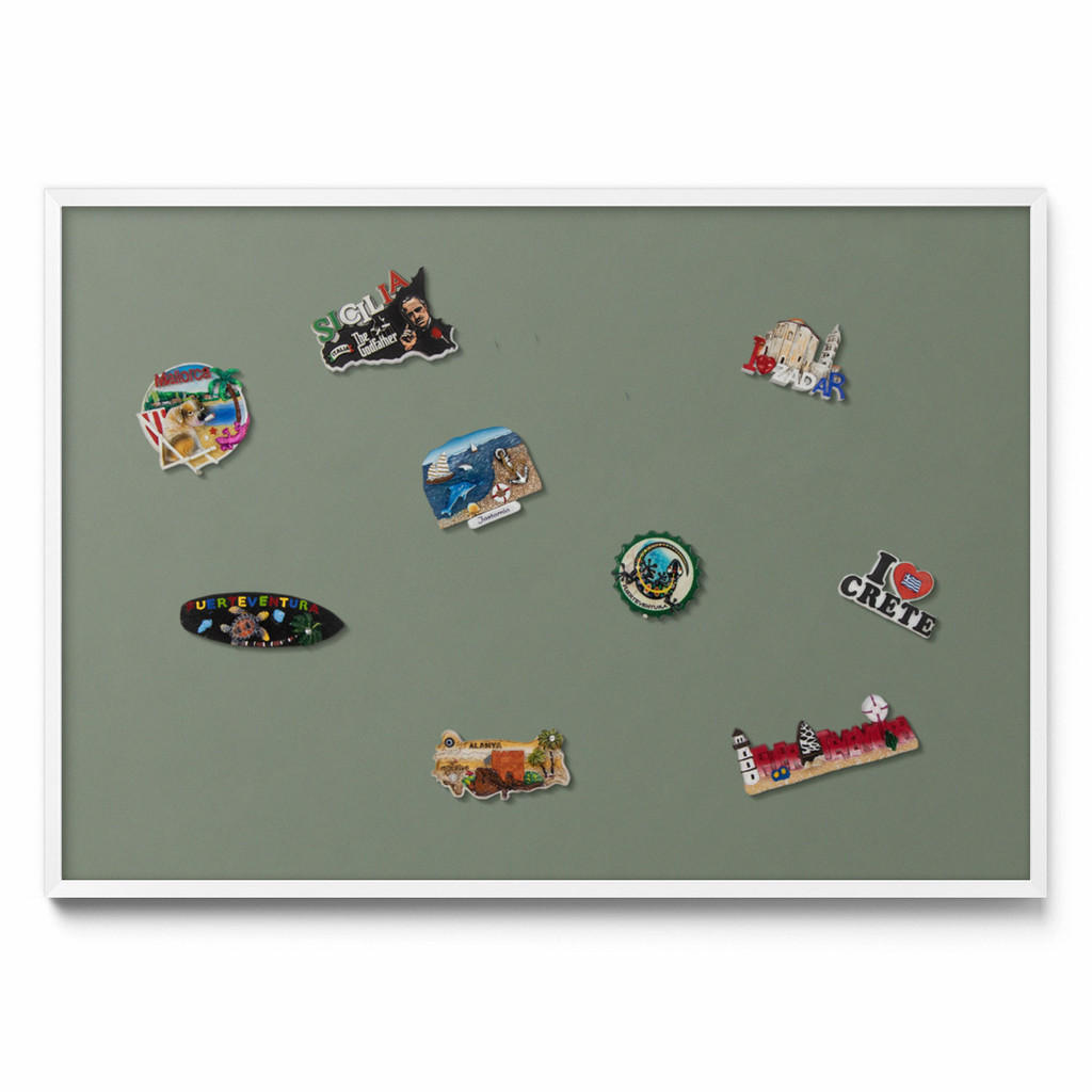 TULUP MAGNETICKÁ TABULE 100x70 cm bílý rám – Olivová barva