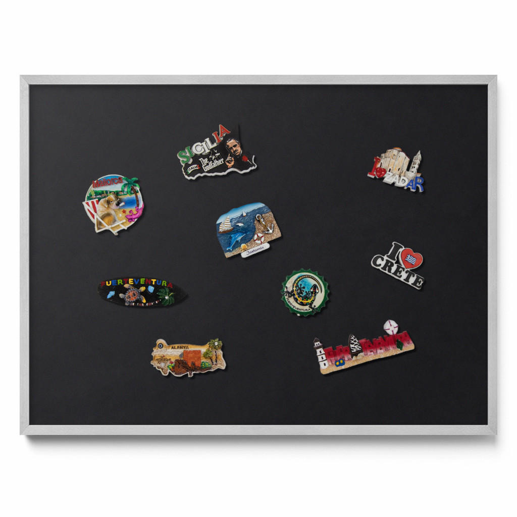 TULUP MAGNETICKÁ TABULE 80x60 cm stříbrný rám – Černá barva