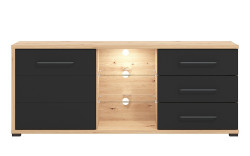 Tv stolek 160 s vnitřním osvětlením lugano - dub artisan/černá