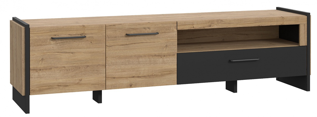 Tv stolek artur - dub waterford/černá