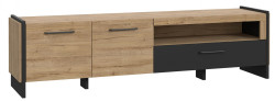 Tv stolek artur - dub waterford/černá